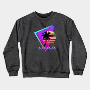 Vaporwave Palm Sunset 80s 90s Retro Glitch Aesthetic Crewneck Sweatshirt